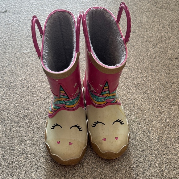 Pink and Cream Unicorn Rain Boots - Picture 1 of 7